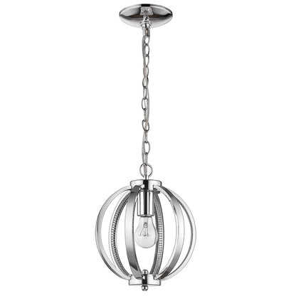 Nevaeh 1-Light Chrome Globe Pendant With Crystal Accents