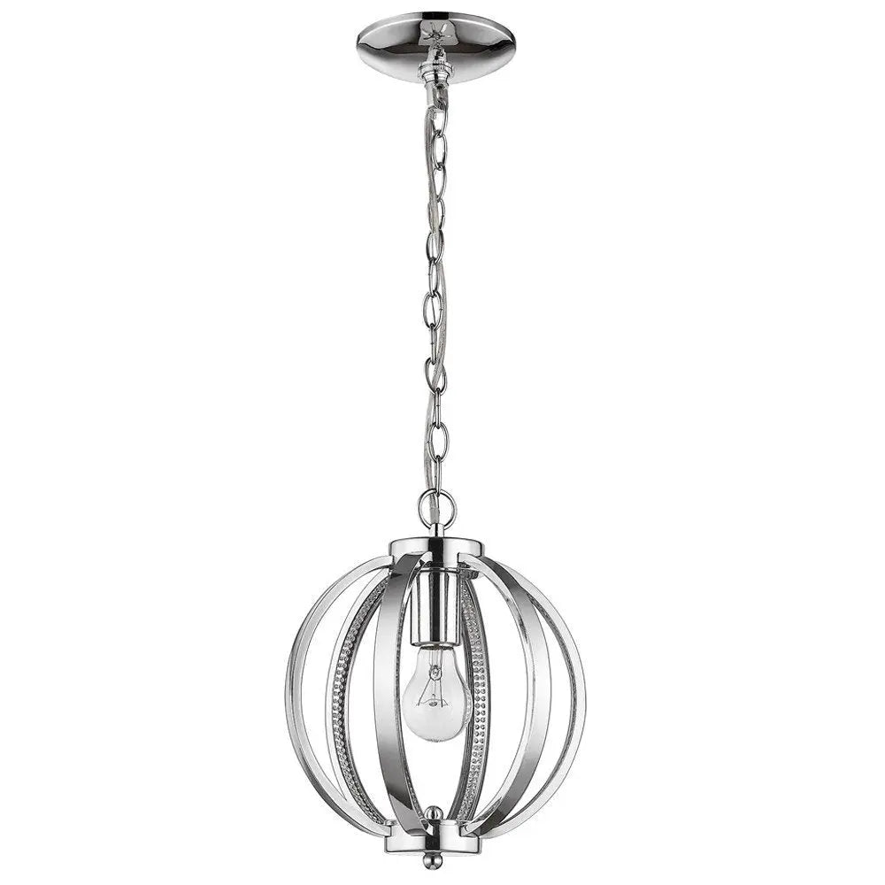 Nevaeh 1-Light Chrome Globe Pendant With Crystal Accents HomeRoots