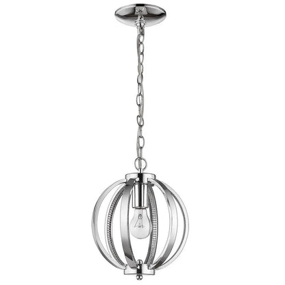 Nevaeh 1-Light Chrome Globe Pendant With Crystal Accents HomeRoots