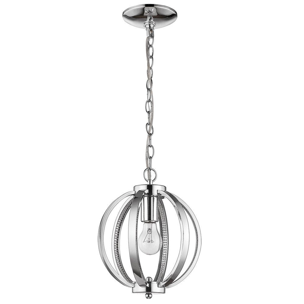 Nevaeh 1-Light Chrome Globe Pendant With Crystal Accents HomeRoots
