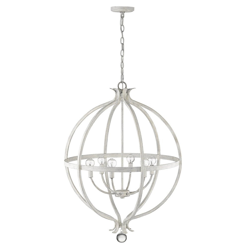 White Metal And Faux Crystal Six Light Rustic Ceiling Light — view 8