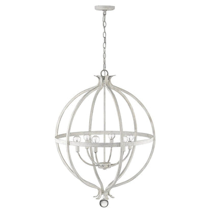 White Metal And Faux Crystal Six Light Rustic Ceiling Light HomeRoots