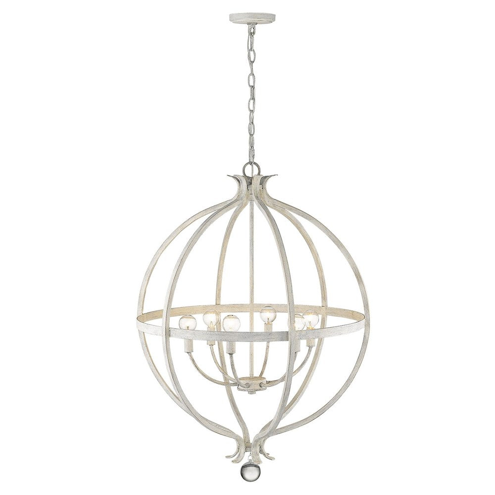 White Metal And Faux Crystal Six Light Rustic Ceiling Light — view 9