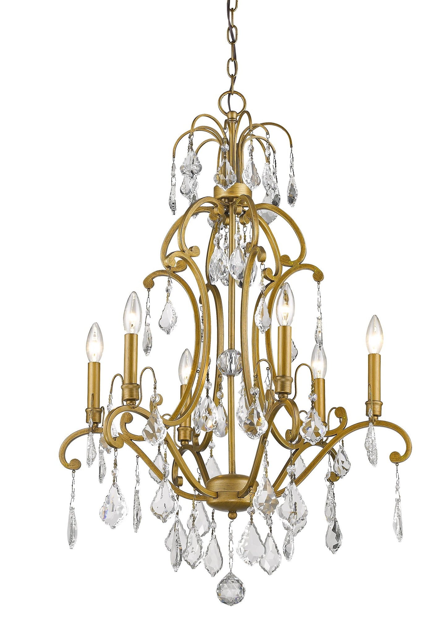 Claire 6-Light Antique Gold Chandelier With Crystal Accents