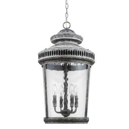 Kingston 4-Light Antique Lead Foyer Pendant With Curved Water Glass Panes HomeRoots