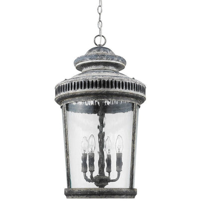 Kingston 4-Light Antique Lead Foyer Pendant With Curved Water Glass Panes HomeRoots