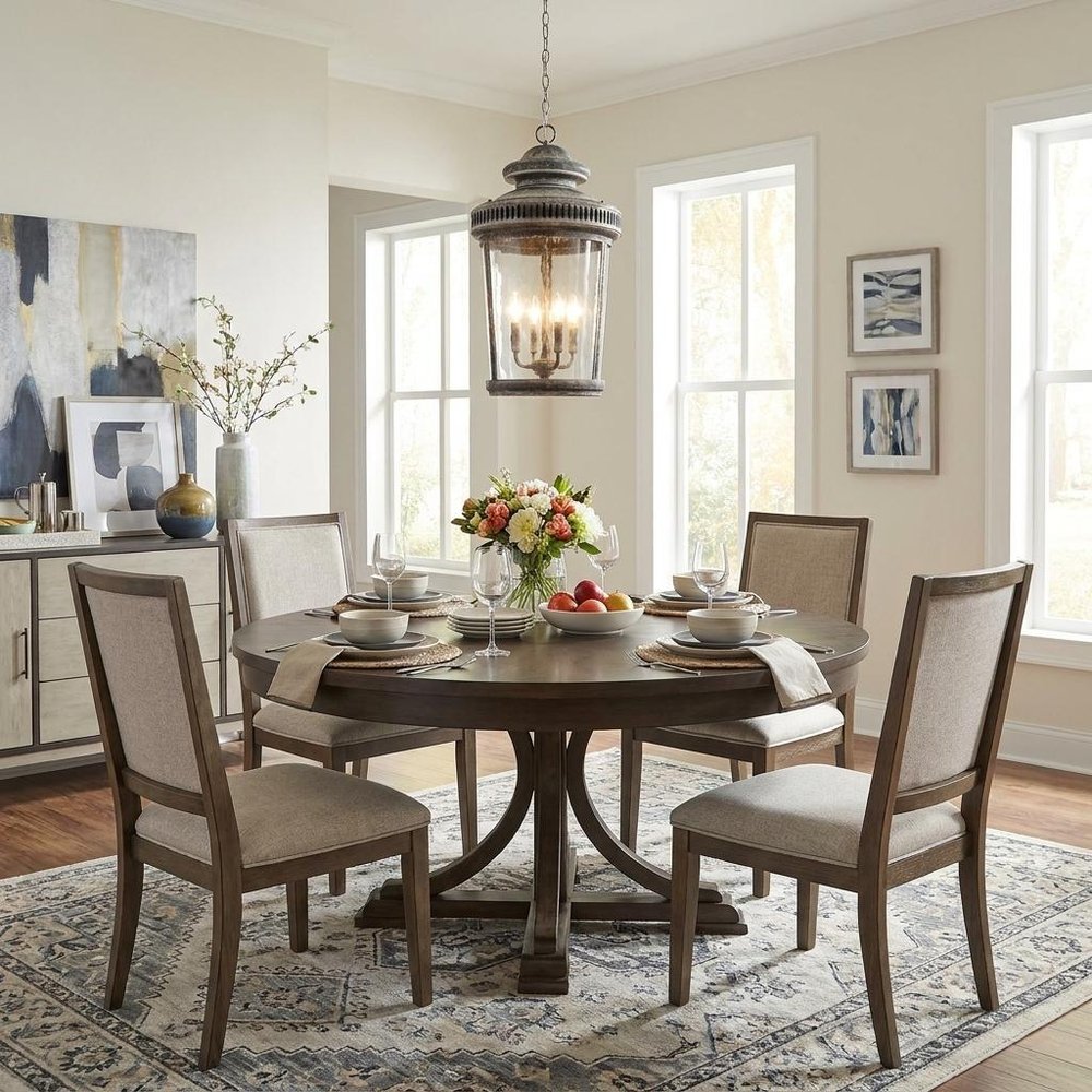 Kingston 4-Light Antique Lead Foyer Pendant With Curved Water Glass Panes HomeRoots