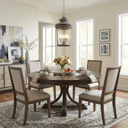Kingston 4-Light Antique Lead Foyer Pendant With Curved Water Glass Panes HomeRoots