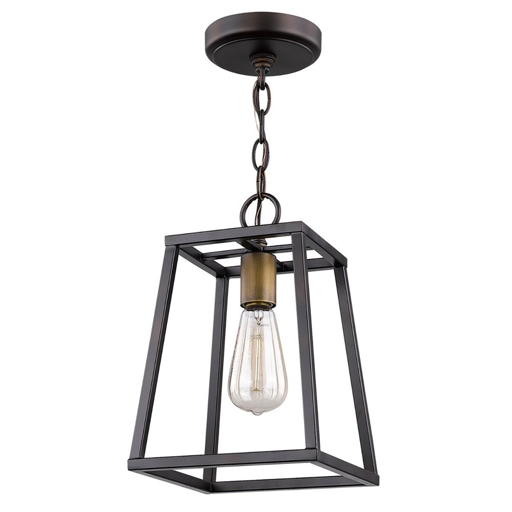 Antique Bronze Metal Tapered Hanging Light — view 1