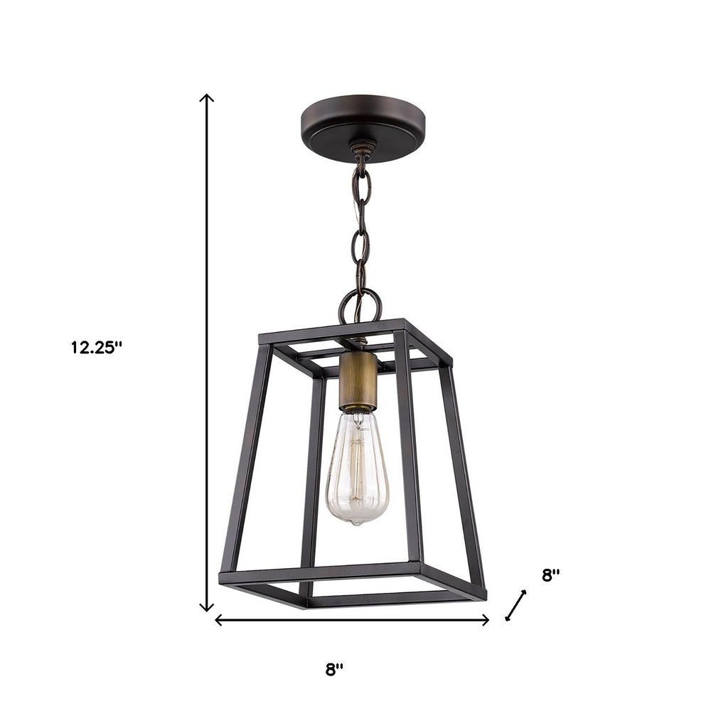 Antique Bronze Metal Tapered Hanging Light — view 3