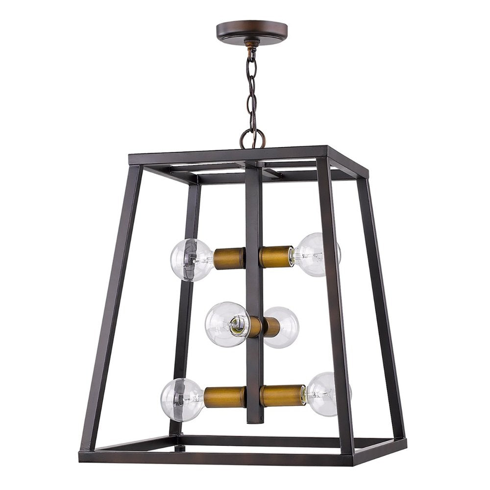 Tiberton 6-Light Oil-Rubbed Bronze Foyer Pendant With Antique Brass Sockets — view 1