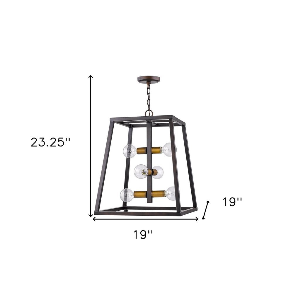 Tiberton 6-Light Oil-Rubbed Bronze Foyer Pendant With Antique Brass Sockets — view 3