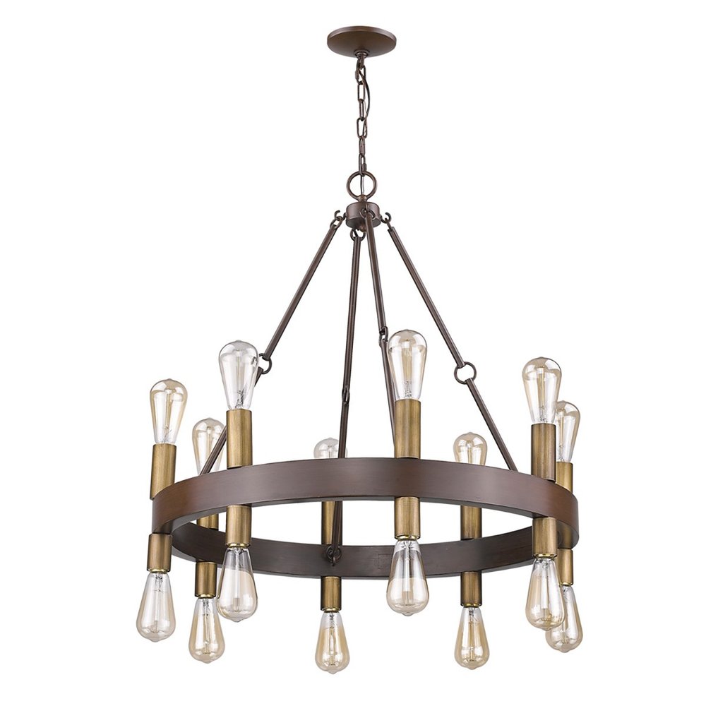 Brown and Black Candle Style Multi Light Metal Dimmable Chandelier — view 1