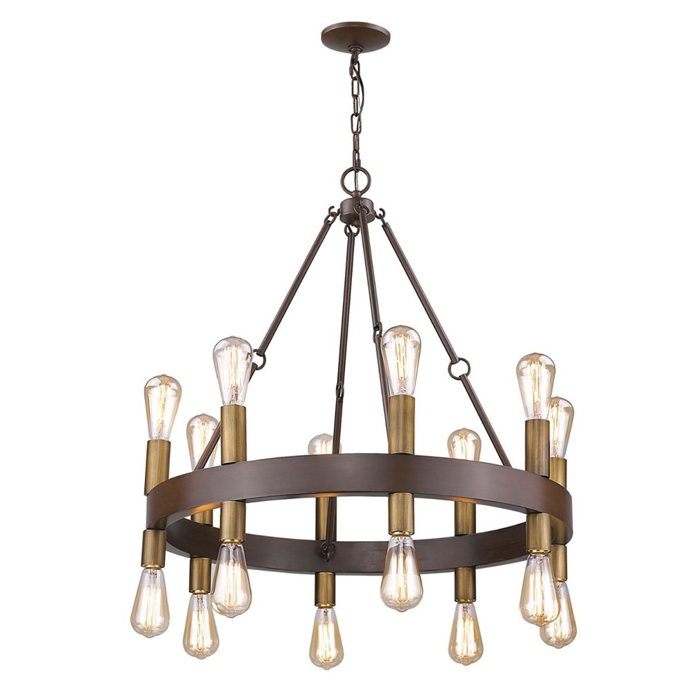Brown and Black Candle Style Multi Light Metal Dimmable Chandelier — view 2