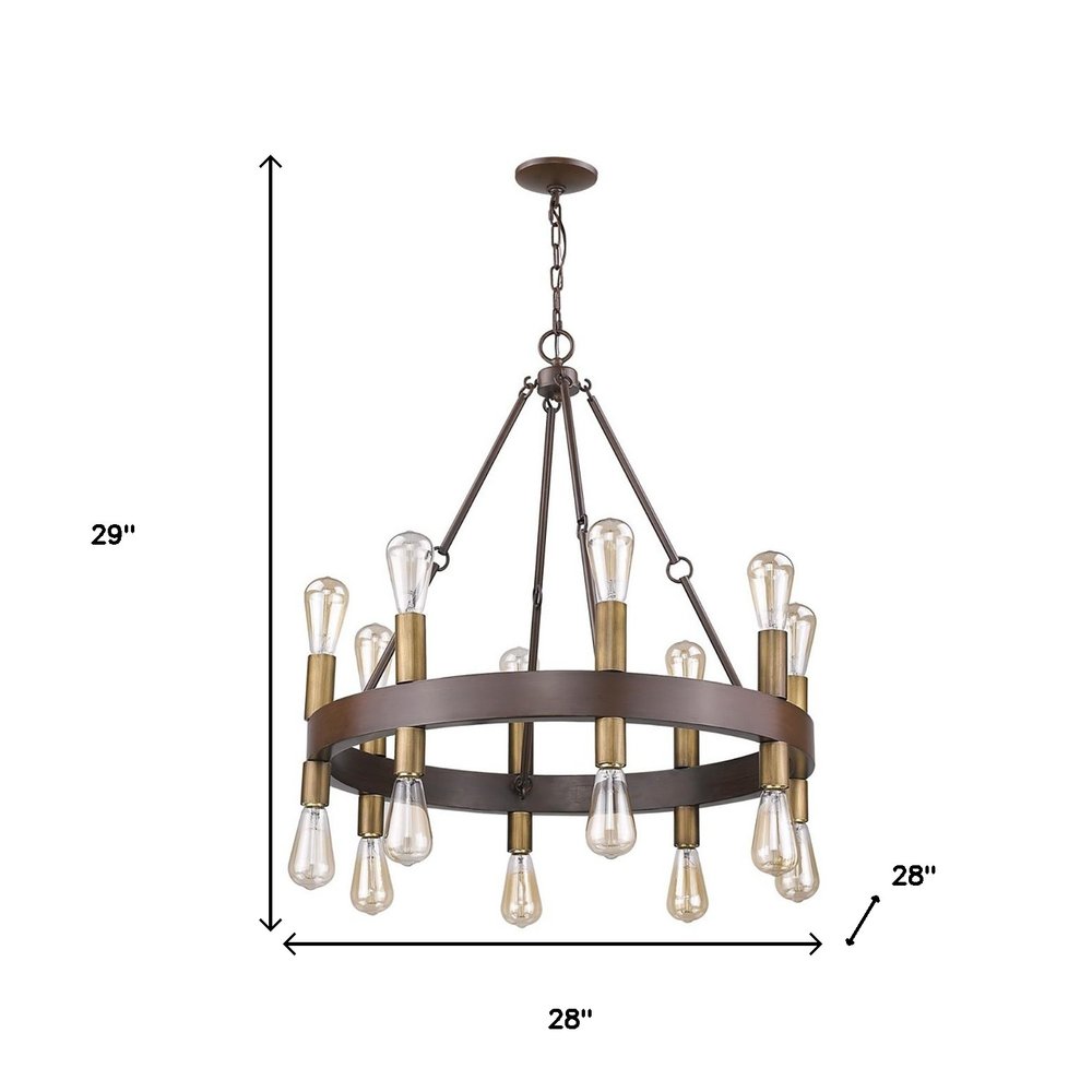 Brown and Black Candle Style Multi Light Metal Dimmable Chandelier — view 3