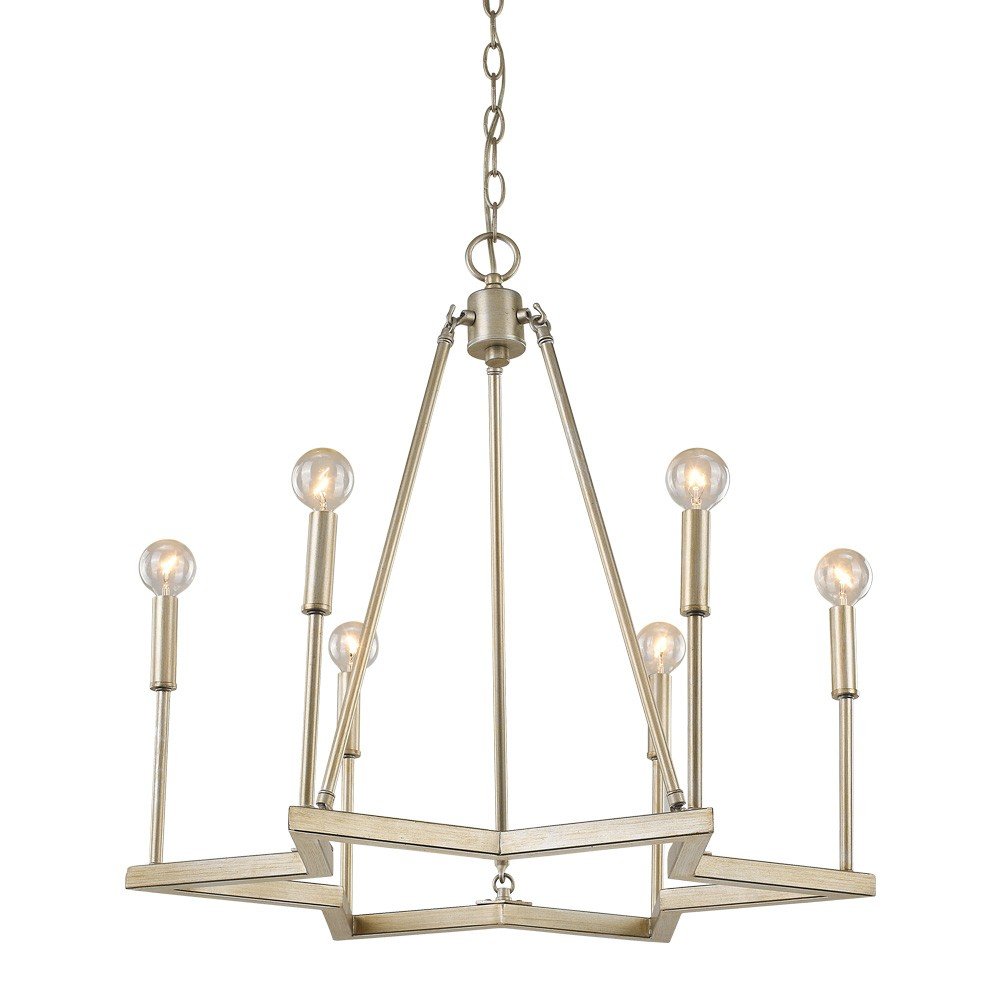 Gold Candle Style Six Light Metal Dimmable Chandelier — view 1
