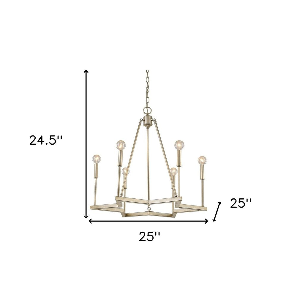 Gold Candle Style Six Light Metal Dimmable Chandelier — view 4