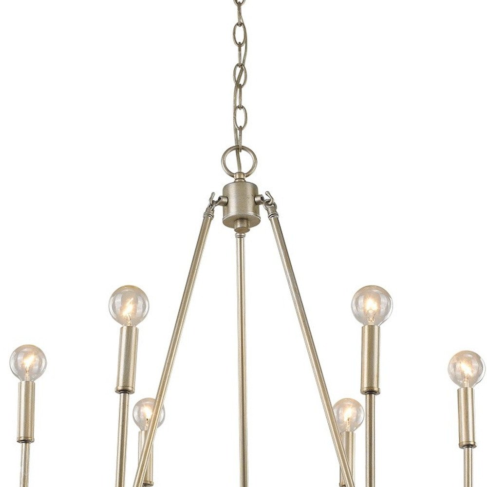 Gold Candle Style Six Light Metal Dimmable Chandelier — view 3