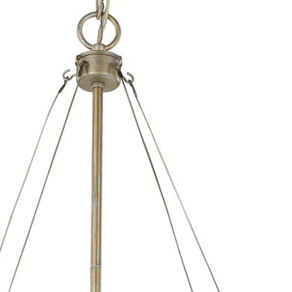 Nora 4-Light Washed Gold Drum Pendant With Abstract Open-Air Cage Shade HomeRoots