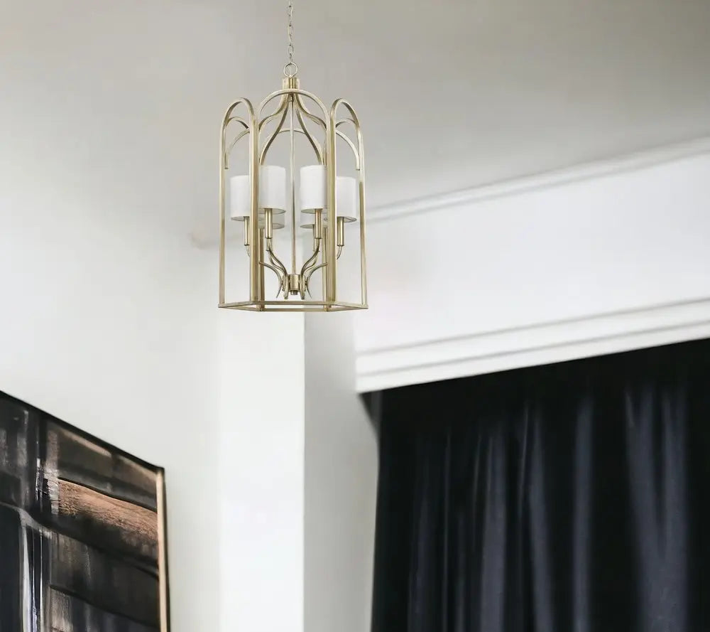 Ellie 6-Light Washed Gold Foyer Pendant HomeRoots