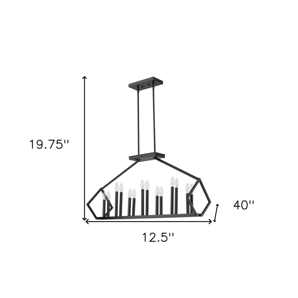 Luca 14-Light Matte Black Island Pendant HomeRoots