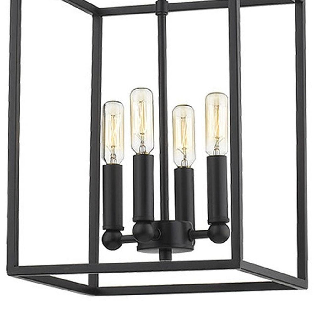 Black Metal Four Light Dimmable Ceiling Light HomeRoots