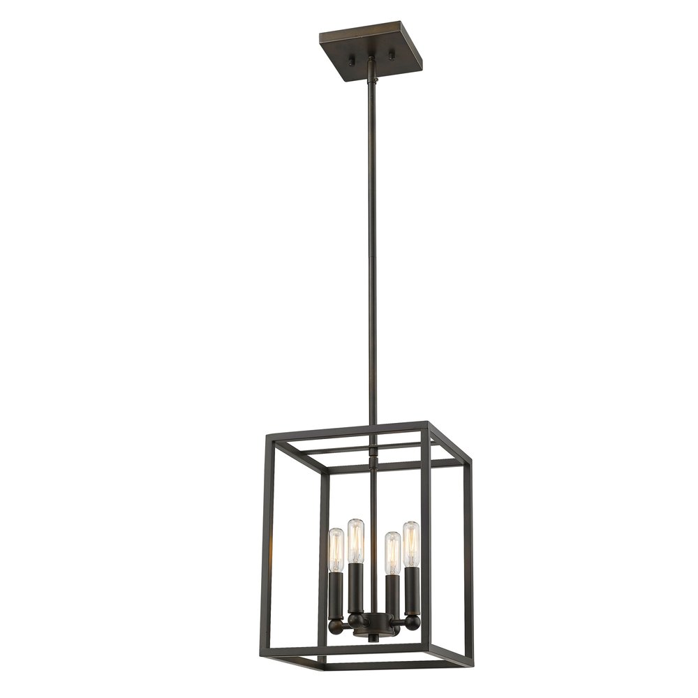 Black Metal Four Light Dimmable Ceiling Light HomeRoots
