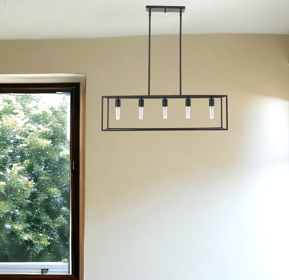 Black Metal Five Light Dimmable Ceiling Light HomeRoots