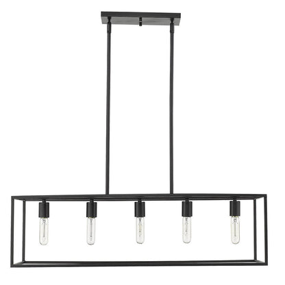 Black Metal Five Light Dimmable Ceiling Light HomeRoots