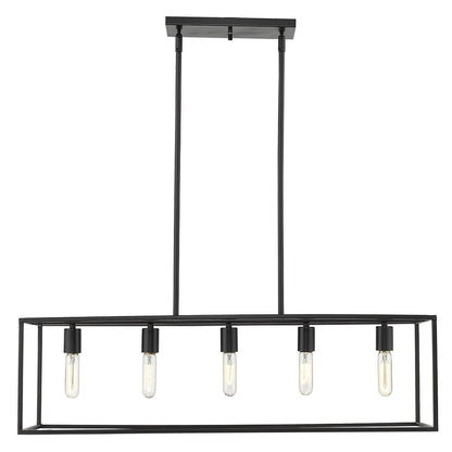 Black Metal Five Light Dimmable Ceiling Light