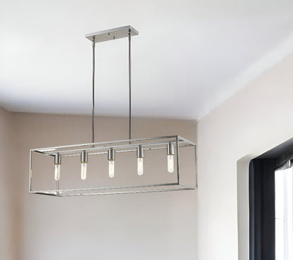 Cobar 5-Light Satin Nickel Island Pendant HomeRoots