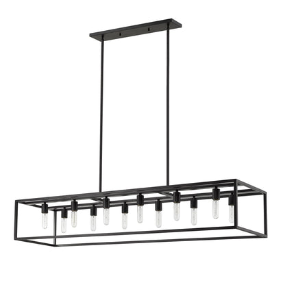 Cobar 12-Light Matte Black Island Pendant