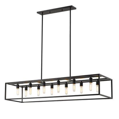Black Metal Twelve Light Dimmable Ceiling Light