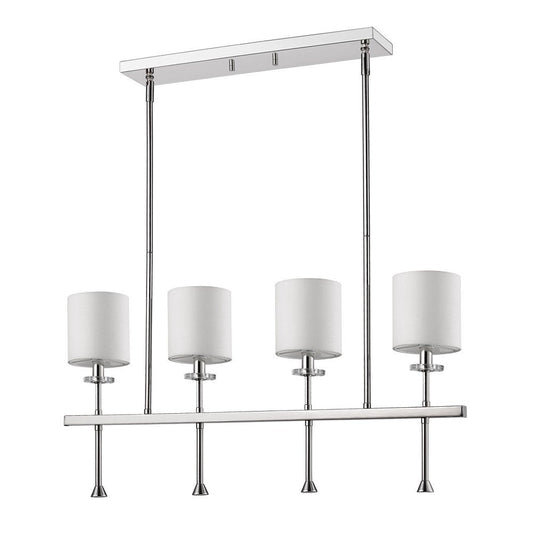 White Metal Four Light Dimmable Ceiling Light With White Shades HomeRoots