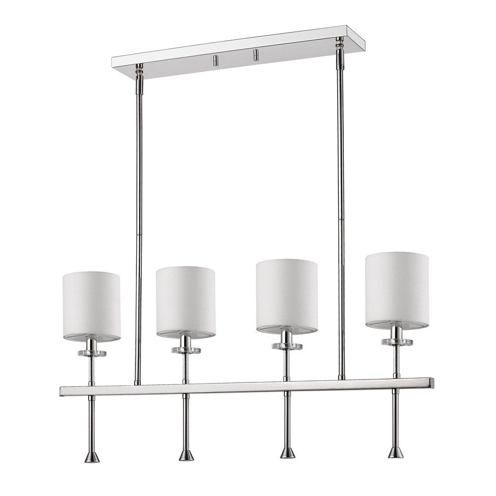 Kara 4-Light Polished Nickel Island Pendant With Fabric Shades And Crystal Bobeches HomeRoots