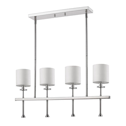 Kara 4-Light Polished Nickel Island Pendant With Fabric Shades And Crystal Bobeches HomeRoots