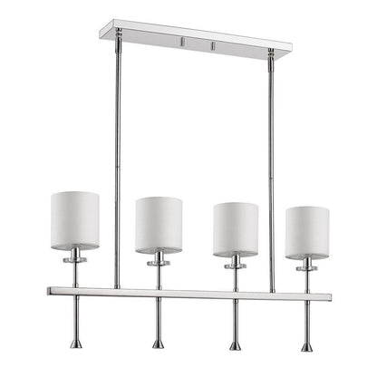 Kara 4-Light Polished Nickel Island Pendant With Fabric Shades And Crystal Bobeches HomeRoots