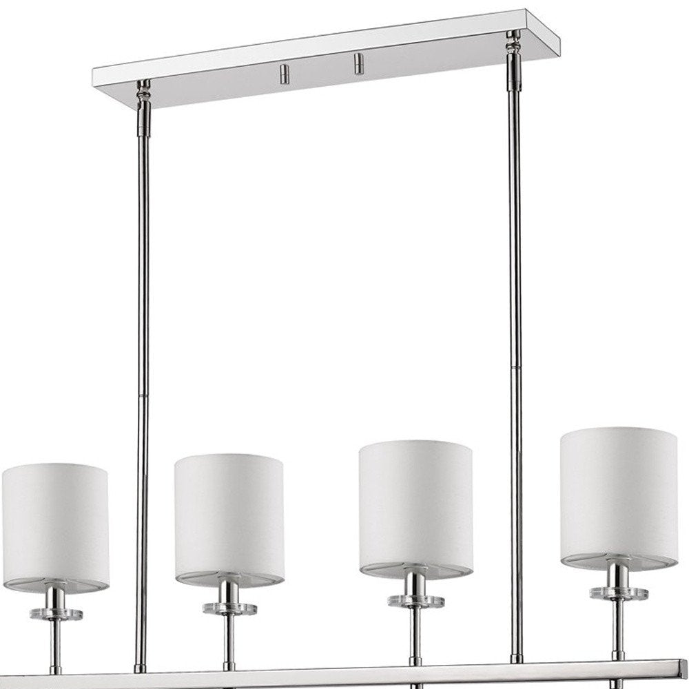 Kara 4-Light Polished Nickel Island Pendant With Fabric Shades And Crystal Bobeches HomeRoots