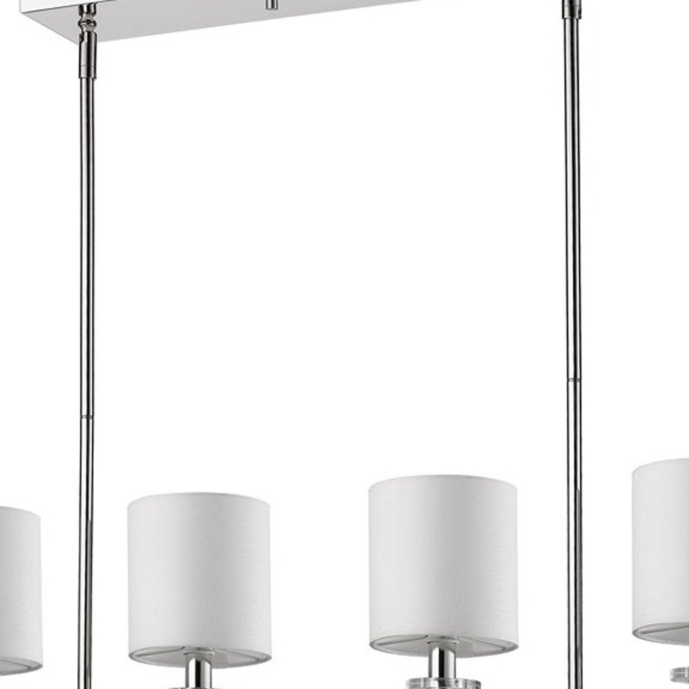 Kara 4-Light Polished Nickel Island Pendant With Fabric Shades And Crystal Bobeches HomeRoots