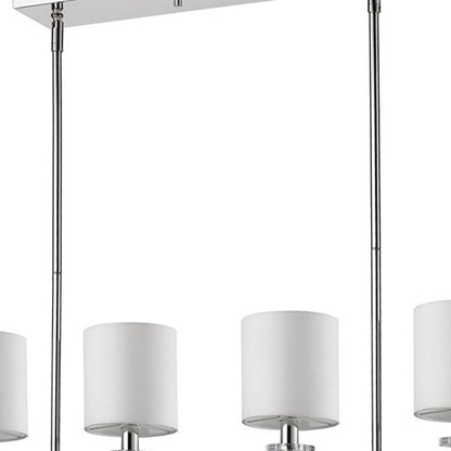 Kara 4-Light Polished Nickel Island Pendant With Fabric Shades And Crystal Bobeches HomeRoots