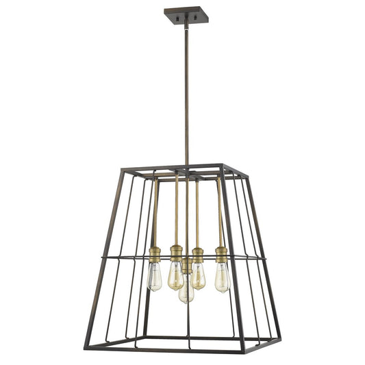 Bronze Metal Five Light Dimmable Ceiling Light HomeRoots