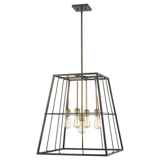 Bronze Metal Five Light Dimmable Ceiling Light HomeRoots