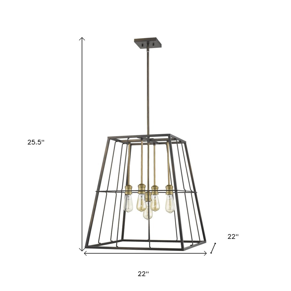 Bronze Metal Five Light Dimmable Ceiling Light HomeRoots