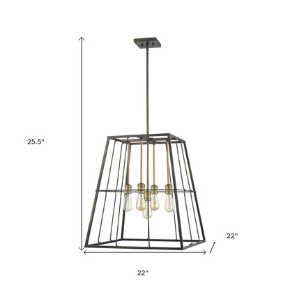 Bronze Metal Five Light Dimmable Ceiling Light HomeRoots