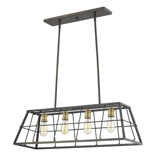 Bronze Metal Four Light Dimmable Ceiling Light HomeRoots