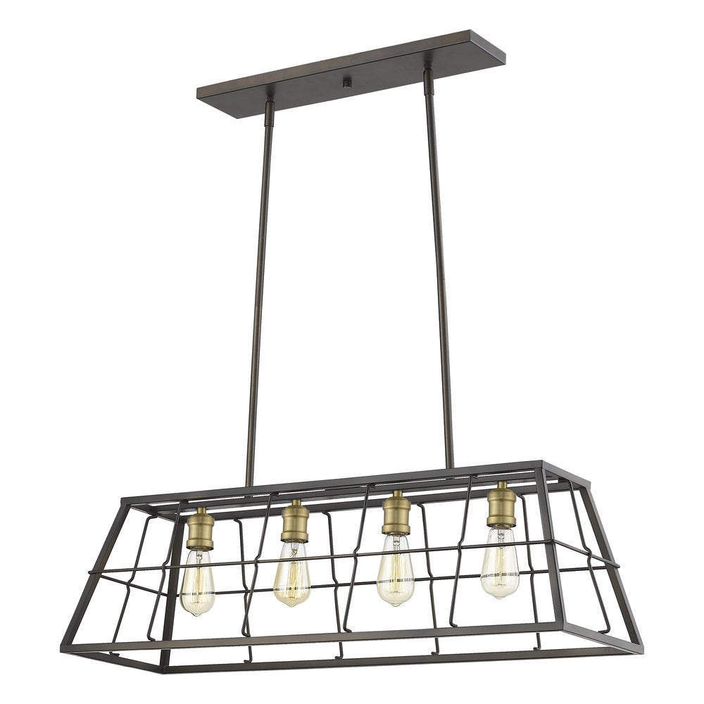 Bronze Metal Four Light Dimmable Ceiling Light HomeRoots