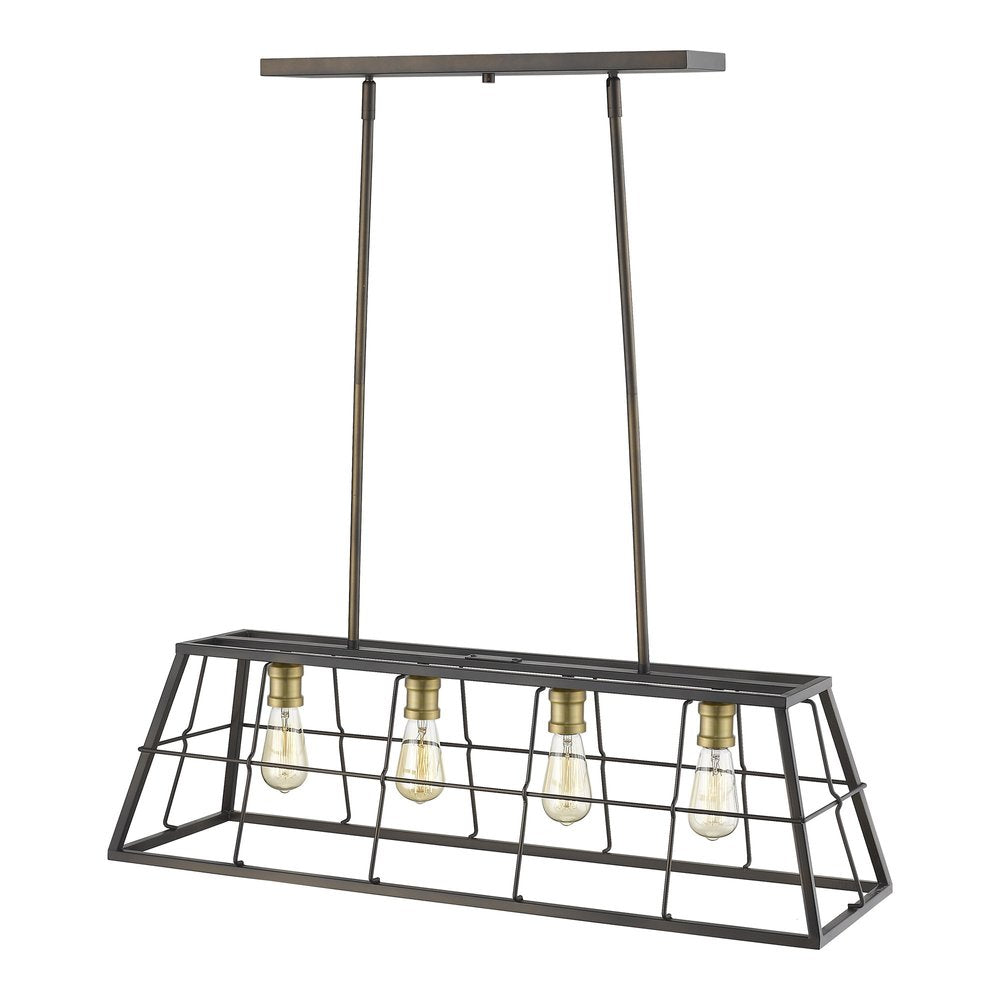 Bronze Metal Four Light Dimmable Ceiling Light HomeRoots