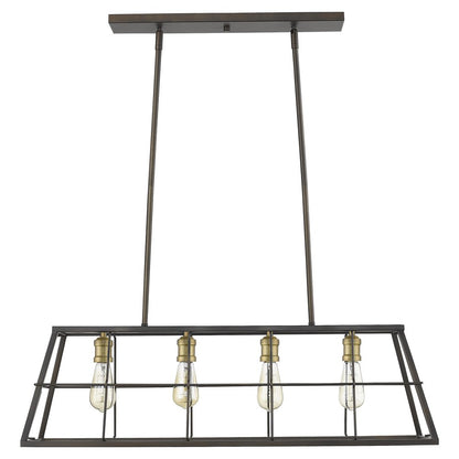Bronze Metal Four Light Dimmable Ceiling Light HomeRoots