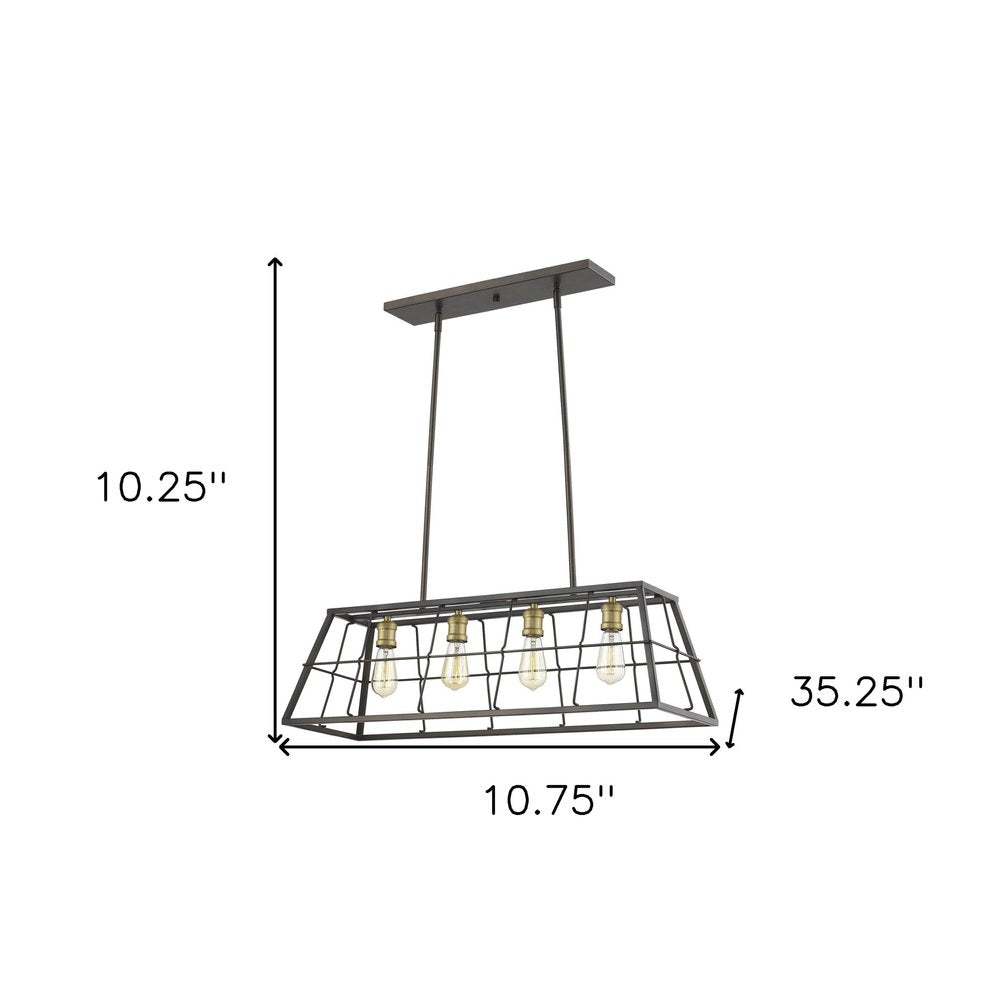 Bronze Metal Four Light Dimmable Ceiling Light HomeRoots