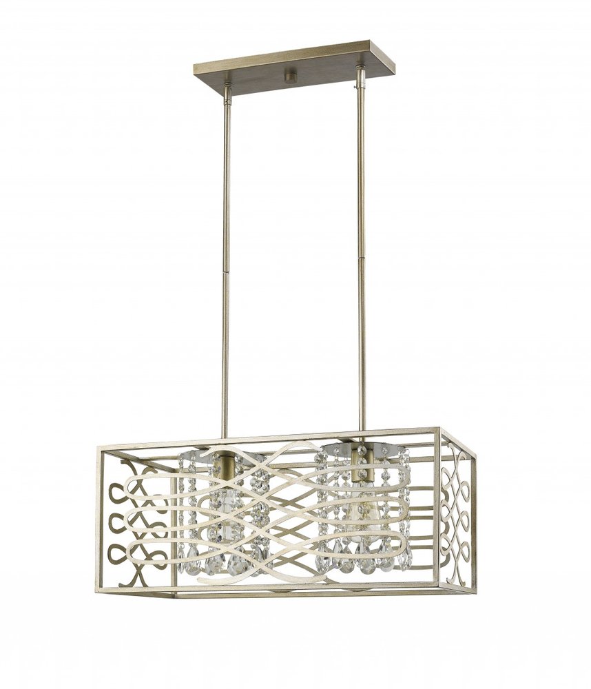 Brax 2-Light Washed Gold Island Pendant With Crystal Accents HomeRoots